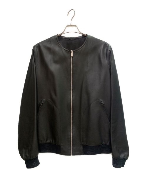 HERMES（エルメス）HERMES (エルメス) ジップアップレザーブルゾン ブラック サイズ:48の古着・服飾アイテム