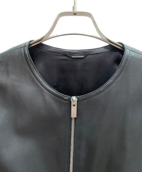 HERMES（エルメス）HERMES (エルメス) ジップアップレザーブルゾン ブラック サイズ:48の古着・服飾アイテム