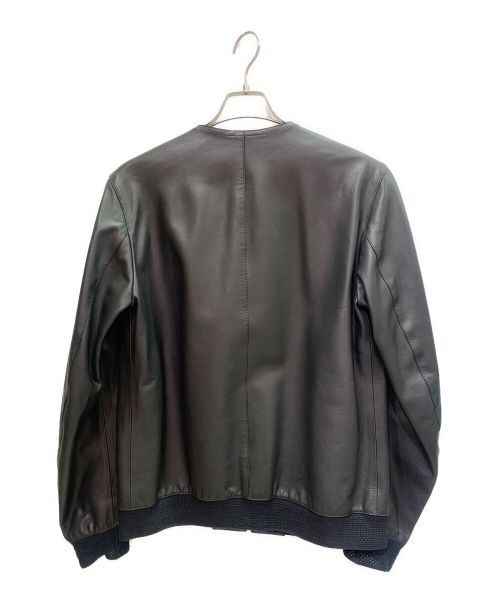HERMES（エルメス）HERMES (エルメス) ジップアップレザーブルゾン ブラック サイズ:48の古着・服飾アイテム
