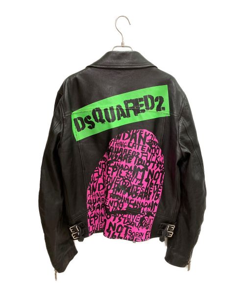 DSQUARED2（ディースクエアード）DSQUARED2 (ディースクエアード) ダブルライダースジャケット ブラック サイズ:52の古着・服飾アイテム