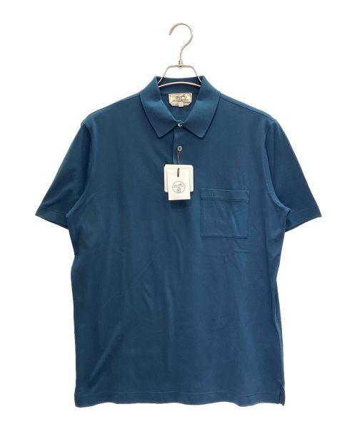 HERMES（エルメス）HERMES (エルメス) ロゴワンポイントポロシャツ ネイビー サイズ:L 未使用品の古着・服飾アイテム
