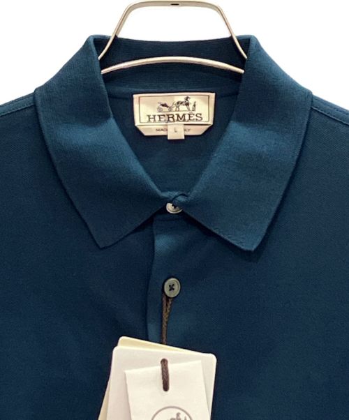 HERMES（エルメス）HERMES (エルメス) ロゴワンポイントポロシャツ ネイビー サイズ:L 未使用品の古着・服飾アイテム