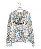 FENDIフェンディ）の古着「Map Print Crewneck Sweatshirt」｜ホワイト