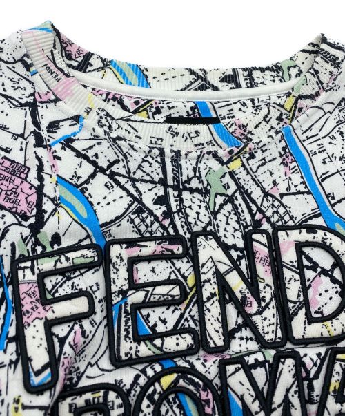 FENDI（フェンディ）FENDI (フェンディ) Map Print Crewneck Sweatshirt ホワイト サイズ:Mの古着・服飾アイテム