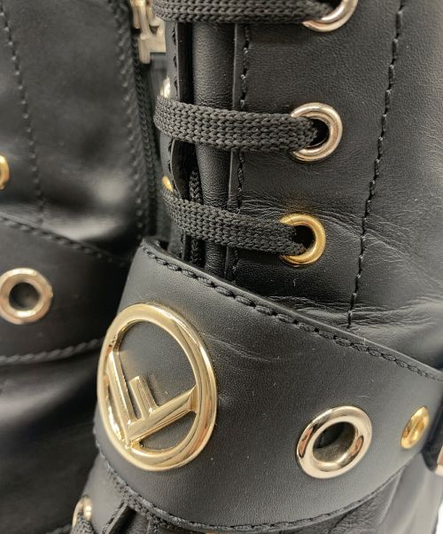 FENDI（フェンディ）FENDI (フェンディ) デザインベルトレザーブーツ ブラック サイズ:37の古着・服飾アイテム