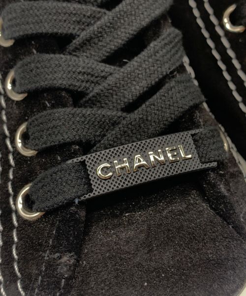 CHANEL（シャネル）CHANEL (シャネル) スウェード切替ハイカットスニーカー ブラック×ホワイト サイズ:36の古着・服飾アイテム