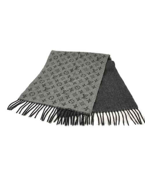 LOUIS VUITTON（ルイ ヴィトン）LOUIS VUITTON (ルイ ヴィトン) ウールカシミヤロゴマフラー ライトグレーの古着・服飾アイテム