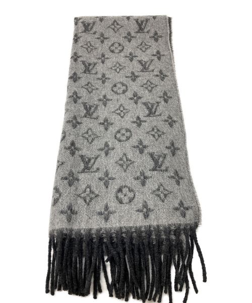LOUIS VUITTON（ルイ ヴィトン）LOUIS VUITTON (ルイ ヴィトン) ウールカシミヤロゴマフラー ライトグレーの古着・服飾アイテム