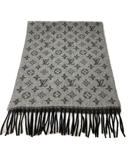 LOUIS VUITTON（ルイ ヴィトン）LOUIS VUITTON (ルイ ヴィトン) ウールカシミヤロゴマフラー ライトグレーの古着・服飾アイテム