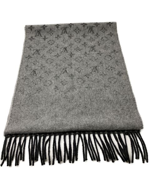 LOUIS VUITTON（ルイ ヴィトン）LOUIS VUITTON (ルイ ヴィトン) ウールカシミヤロゴマフラー ライトグレーの古着・服飾アイテム
