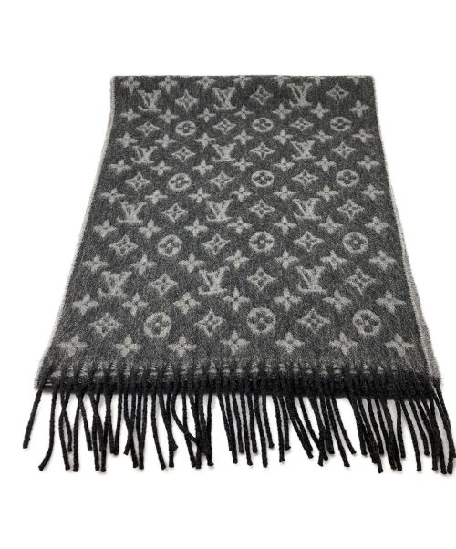 LOUIS VUITTON（ルイ ヴィトン）LOUIS VUITTON (ルイ ヴィトン) ウールカシミヤロゴマフラー ライトグレーの古着・服飾アイテム