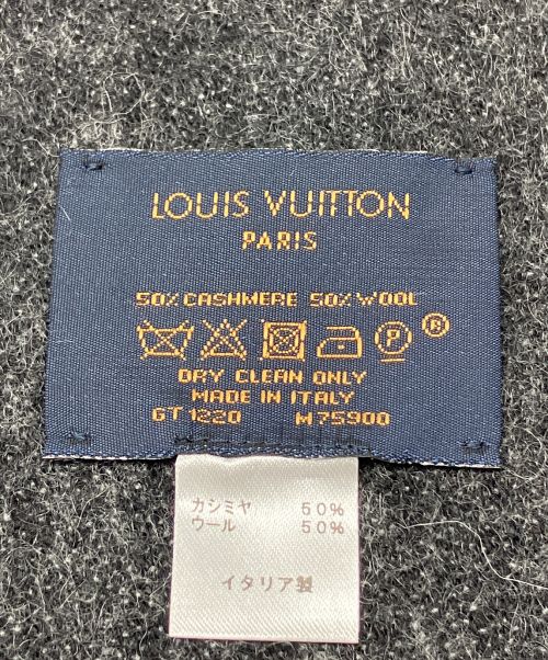 LOUIS VUITTON（ルイ ヴィトン）LOUIS VUITTON (ルイ ヴィトン) ウールカシミヤロゴマフラー ライトグレーの古着・服飾アイテム