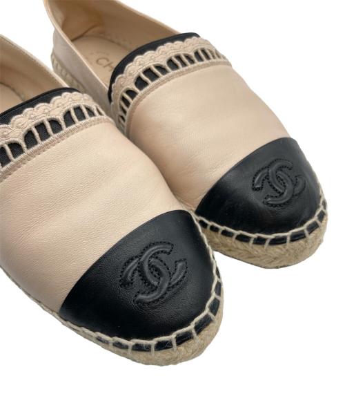 CHANEL（シャネル）CHANEL (シャネル) ココマーク エスパドリーユ ベージュ×ブラック サイズ:36の古着・服飾アイテム