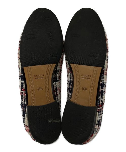 GUCCI（グッチ）GUCCI (グッチ) ツイードホースビットローファー ホワイト×ネイビー サイズ:36 1/2の古着・服飾アイテム