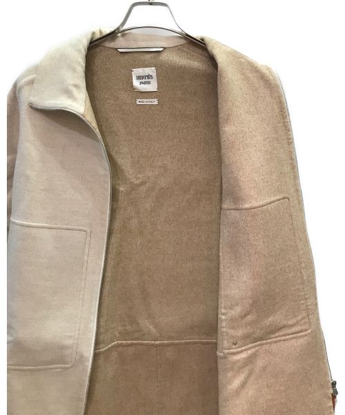 HERMES（エルメス）HERMES (エルメス) カシミヤジップコート ベージュ サイズ:38の古着・服飾アイテム