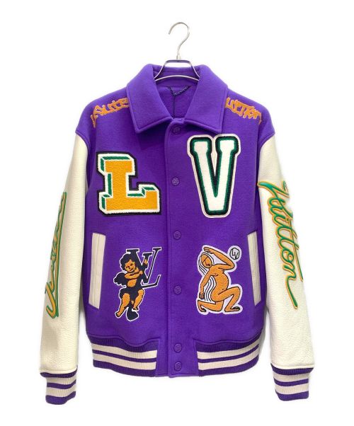 LOUIS VUITTON（ルイ ヴィトン）LOUIS VUITTON (ルイ ヴィトン) ヴァーシティージャケット パープル×アイボリー サイズ:48の古着・服飾アイテム