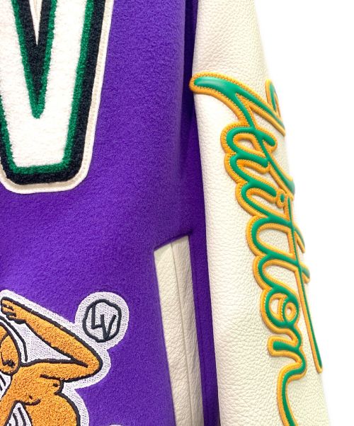 LOUIS VUITTON（ルイ ヴィトン）LOUIS VUITTON (ルイ ヴィトン) ヴァーシティージャケット パープル×アイボリー サイズ:48の古着・服飾アイテム