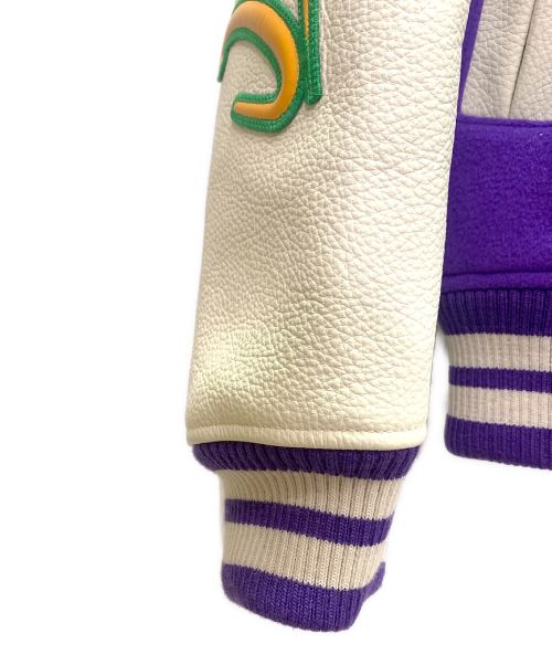 LOUIS VUITTON（ルイ ヴィトン）LOUIS VUITTON (ルイ ヴィトン) ヴァーシティージャケット パープル×アイボリー サイズ:48の古着・服飾アイテム