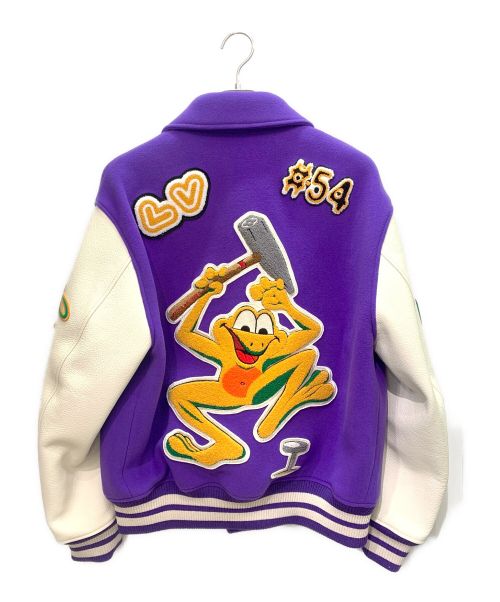 LOUIS VUITTON（ルイ ヴィトン）LOUIS VUITTON (ルイ ヴィトン) ヴァーシティージャケット パープル×アイボリー サイズ:48の古着・服飾アイテム
