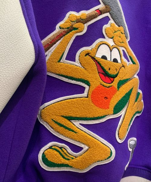 LOUIS VUITTON（ルイ ヴィトン）LOUIS VUITTON (ルイ ヴィトン) ヴァーシティージャケット パープル×アイボリー サイズ:48の古着・服飾アイテム