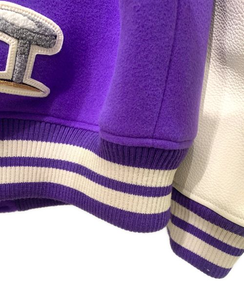 LOUIS VUITTON（ルイ ヴィトン）LOUIS VUITTON (ルイ ヴィトン) ヴァーシティージャケット パープル×アイボリー サイズ:48の古着・服飾アイテム