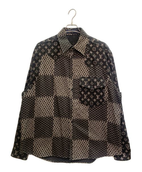 LOUIS VUITTON（ルイ ヴィトン）LOUIS VUITTON (ルイ ヴィトン) ウェーブジャイアントダミエフランネルシャツ ブラック×グレー サイズ:Lの古着・服飾アイテム