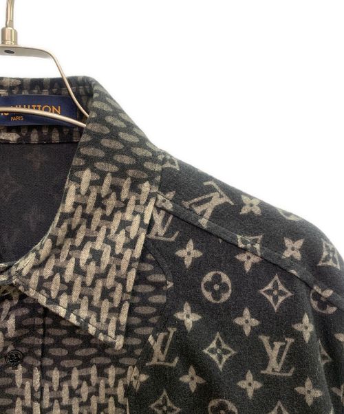 LOUIS VUITTON（ルイ ヴィトン）LOUIS VUITTON (ルイ ヴィトン) ウェーブジャイアントダミエフランネルシャツ ブラック×グレー サイズ:Lの古着・服飾アイテム