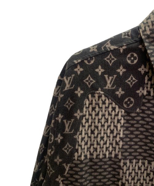 LOUIS VUITTON（ルイ ヴィトン）LOUIS VUITTON (ルイ ヴィトン) ウェーブジャイアントダミエフランネルシャツ ブラック×グレー サイズ:Lの古着・服飾アイテム
