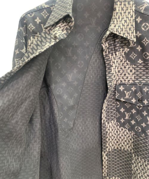 LOUIS VUITTON（ルイ ヴィトン）LOUIS VUITTON (ルイ ヴィトン) ウェーブジャイアントダミエフランネルシャツ ブラック×グレー サイズ:Lの古着・服飾アイテム