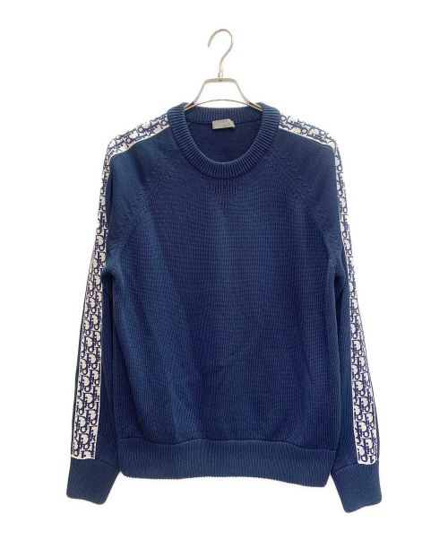 Christian Dior（クリスチャン ディオール）Christian Dior (クリスチャン ディオール) オブリーククルーネックニット ネイビー サイズ:Mの古着・服飾アイテム