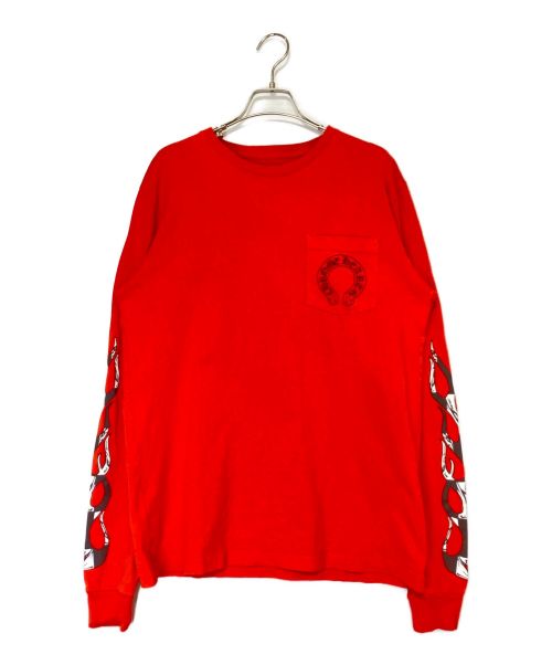 CHROME HEARTS（クロムハーツ）CHROME HEARTS (クロムハーツ) MATTY BOY (マッティー ボーイ) プリントロングスリーブカットソー レッド サイズ:Mの古着・服飾アイテム