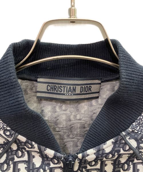 Christian Dior（クリスチャン ディオール）Christian Dior (クリスチャン ディオール) オブリークジップアップジャケット ネイビー×ホワイト サイズ:XSの古着・服飾アイテム