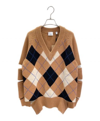 中古・古着通販】BURBERRY (バーバリー) アーガイルカットアウトニット