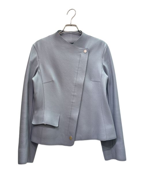 HERMES（エルメス）HERMES (エルメス) セリエボタン ダブルブレスト ディアスキン レザージャケット グレー サイズ:34の古着・服飾アイテム