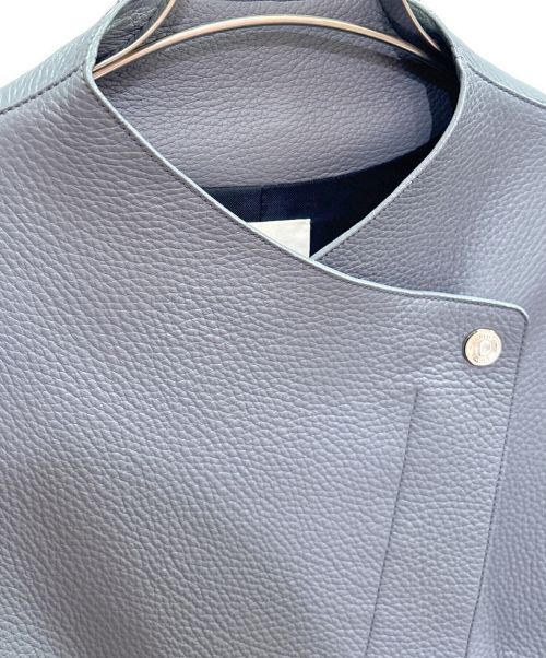 HERMES（エルメス）HERMES (エルメス) セリエボタン ダブルブレスト ディアスキン レザージャケット グレー サイズ:34の古着・服飾アイテム