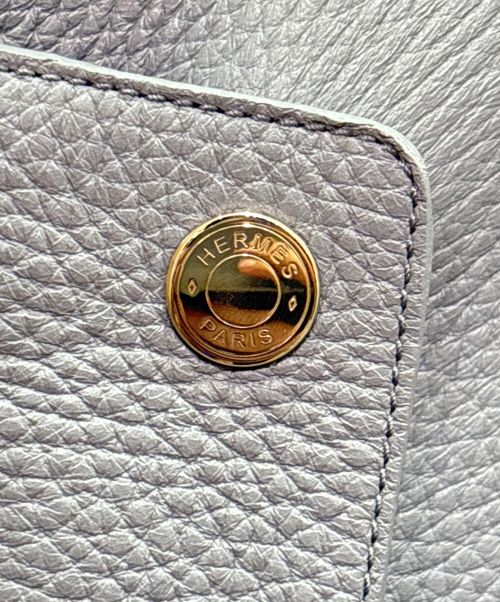 HERMES（エルメス）HERMES (エルメス) セリエボタン ダブルブレスト ディアスキン レザージャケット グレー サイズ:34の古着・服飾アイテム