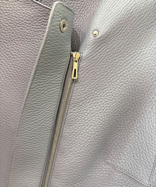 HERMES（エルメス）HERMES (エルメス) セリエボタン ダブルブレスト ディアスキン レザージャケット グレー サイズ:34の古着・服飾アイテム