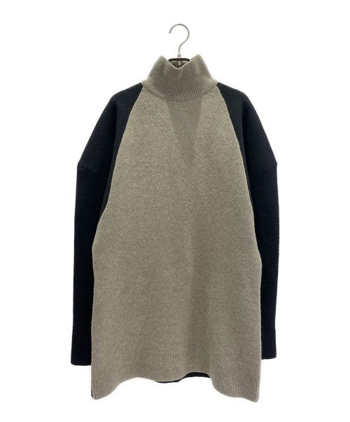 CELINE（セリーヌ）CELINE (セリーヌ) ハイネックバイカラーカシミヤ混ニット グレー×ブラック サイズ:Mの古着・服飾アイテム
