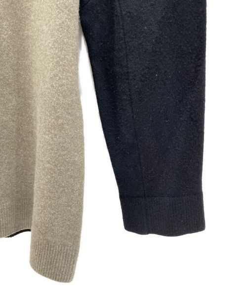 CELINE（セリーヌ）CELINE (セリーヌ) ハイネックバイカラーカシミヤ混ニット グレー×ブラック サイズ:Mの古着・服飾アイテム