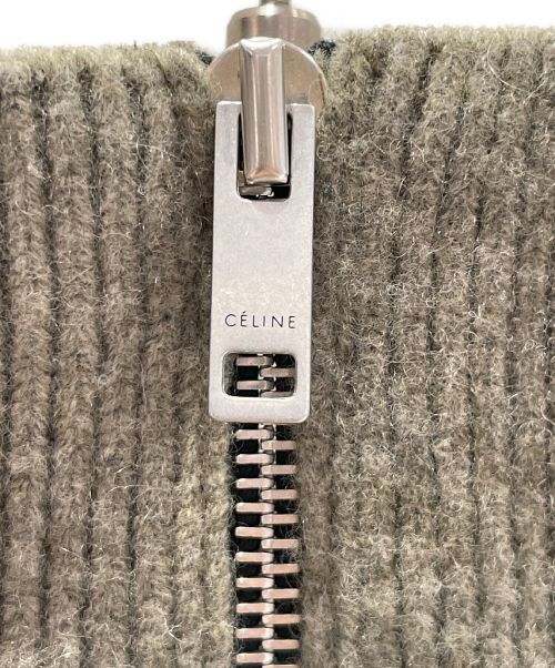 CELINE（セリーヌ）CELINE (セリーヌ) ハイネックバイカラーカシミヤ混ニット グレー×ブラック サイズ:Mの古着・服飾アイテム