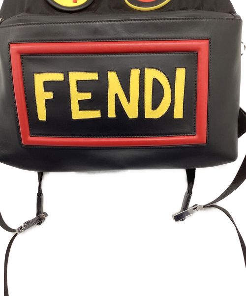 FENDI（フェンディ）FENDI (フェンディ) ロゴ フェイスリュック ナップサック ブラックの古着・服飾アイテム