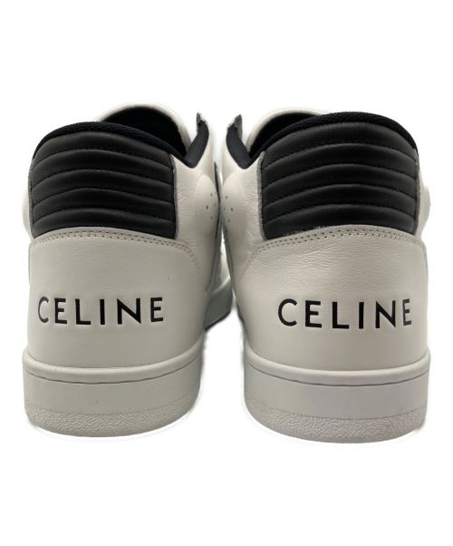 CELINE（セリーヌ）CELINE (セリーヌ) レザーミッドカットスニーカー ホワイト サイズ:40の古着・服飾アイテム