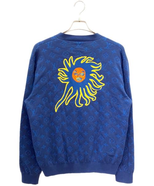 LOUIS VUITTON（ルイ ヴィトン）LOUIS VUITTON (ルイ ヴィトン) 草間 彌生 モノグラム フェイス ニット カーディガン ブルー サイズ:Mの古着・服飾アイテム