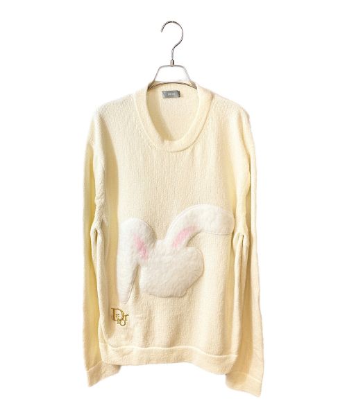 Dior（ディオール）Dior (ディオール) ERL (イーアールエル) ラビットパッチパイルニット アイボリー サイズ:Mの古着・服飾アイテム