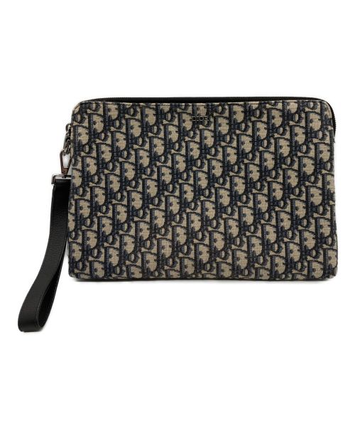Christian Dior（クリスチャン ディオール）Christian Dior (クリスチャン ディオール) トロッタークラッチバッグ ネイビー×ベージュの古着・服飾アイテム