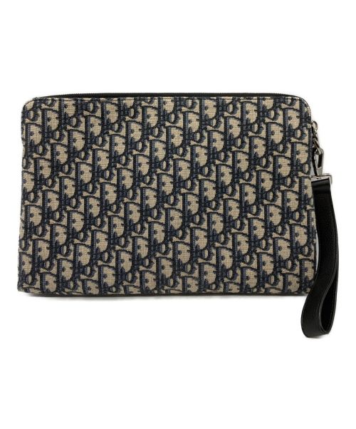 Christian Dior（クリスチャン ディオール）Christian Dior (クリスチャン ディオール) トロッタークラッチバッグ ネイビー×ベージュの古着・服飾アイテム