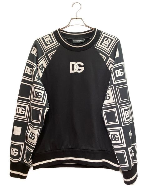 DOLCE & GABBANA（ドルチェ＆ガッバーナ）DOLCE & GABBANA (ドルチェ＆ガッバーナ) ロゴ袖スウェット ブラック×ホワイト サイズ:46の古着・服飾アイテム