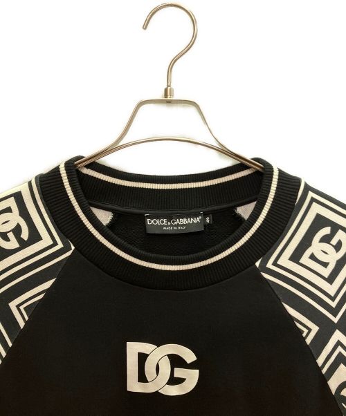 DOLCE & GABBANA（ドルチェ＆ガッバーナ）DOLCE & GABBANA (ドルチェ＆ガッバーナ) ロゴ袖スウェット ブラック×ホワイト サイズ:46の古着・服飾アイテム