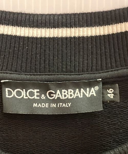 DOLCE & GABBANA（ドルチェ＆ガッバーナ）DOLCE & GABBANA (ドルチェ＆ガッバーナ) ロゴ袖スウェット ブラック×ホワイト サイズ:46の古着・服飾アイテム