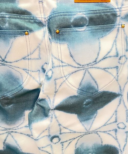LOUIS VUITTON（ルイ ヴィトン）LOUIS VUITTON (ルイ ヴィトン) ロゴ染デニムパンツ ホワイト×ブルー サイズ:W30の古着・服飾アイテム